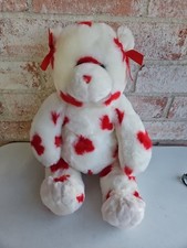 Build A Bear Hearts A Plenty Plush Stuffed Animal White Red Hearts BAB Valentine