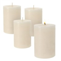 Echtwachs Stumpenkerze Creme - 4Er Set - Advent Weihnachten Hochzeit Deko Kerze