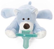 WubbaNub Blue Bear Pacifier Stuffed Animal Silicone 0-6 Months Dishwasher Safe