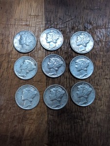 1942 Mercury Dime Lot Of 9