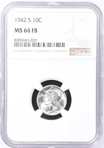1942 S Mercury Dime NGC MS-66 FB CAC