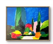 Aleph Original Art Walk in the Park 14x11 Contemporary Expressionist Canvas