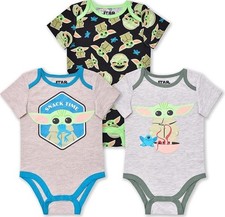 STAR WARS Baby Infant Yoda Boys 3-Pack Bodysuit