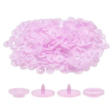 400 Set Plastic Snaps T5 Round Resin No-Sew Button Fasteners Kit, Pink