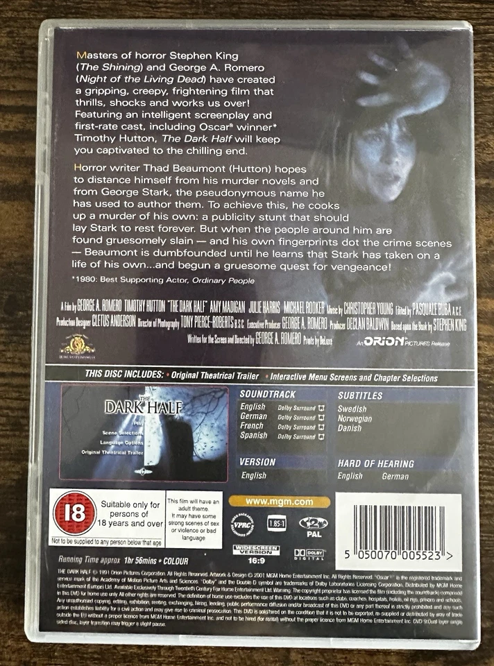 The Dark Half (DVD, 2001) - Image 2 of 3