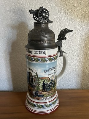 1900/02 German Regimental Beer Stein with Lithopane and Pewter Lid