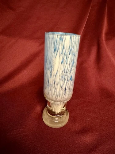 Vintage art glass vase with a blue and white swirl pattern. Rare Murano style