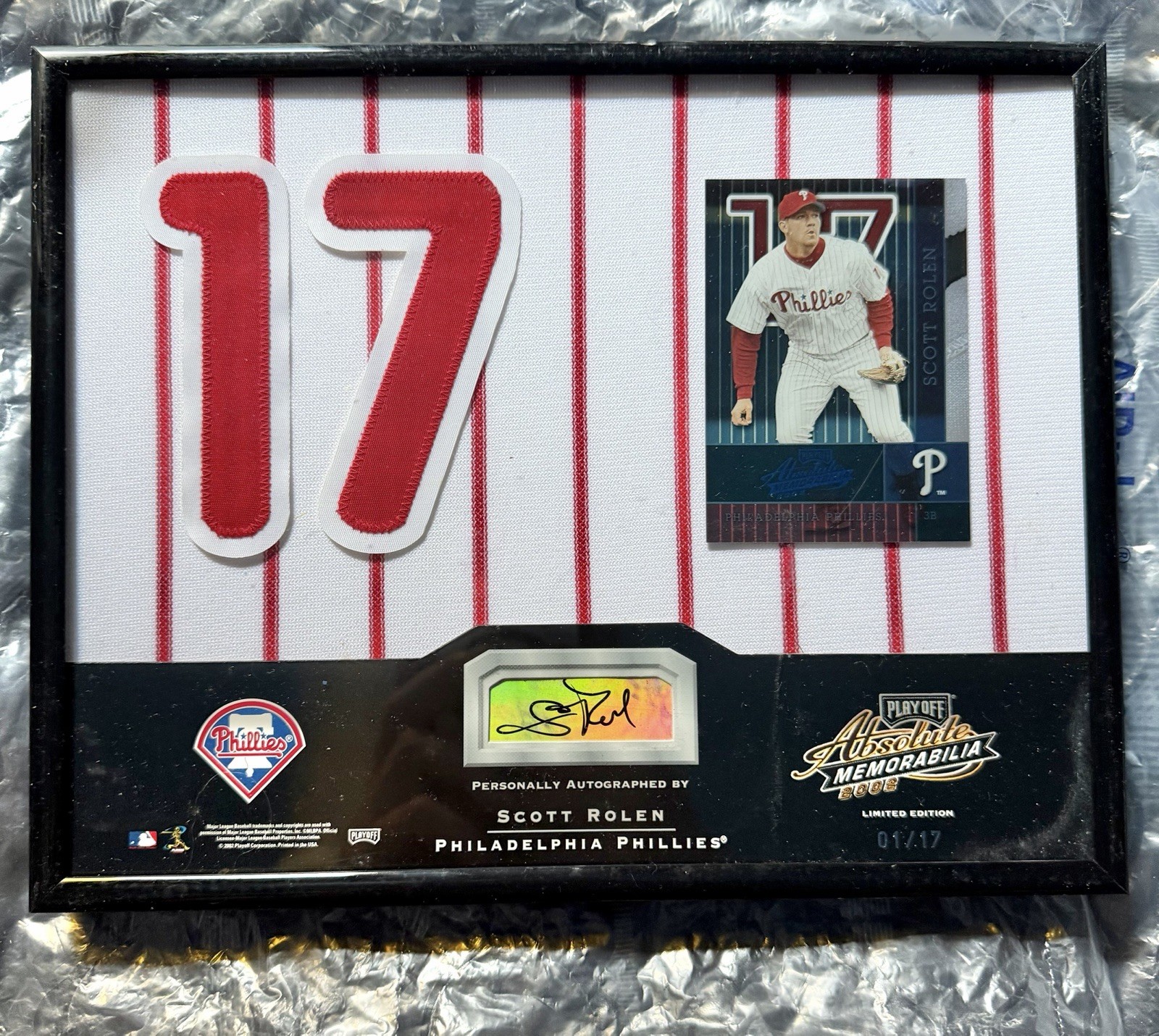 2002 Playoff Absolute Memorabilia Scott Rolen FRAMED AUTO SP /17 HOF Phillies