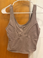 Abercrombie Fitch SoFi A F Gray Cropped Tank Slim Scoop Cotton Stretch M