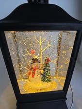 The Christmas Shoppe 2019 LED Lighted Snowman Lantern Swirling Glitter Christmas
