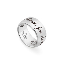 Gucci Sterling Silver Blind for Love Band Ring Size 7.25 Retail: 360 NEW