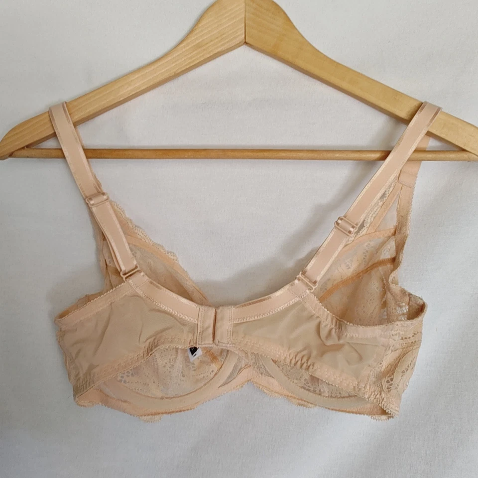 Sujetador Felina peridoto encaje sin forro 34D beige melocotón cobertura completa con aros 115073 Foto 2 de 4