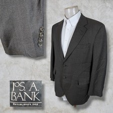 Jos A Bank Mens Blazer Sport Coat 42S Houndstooth 100 Wool Brown Black