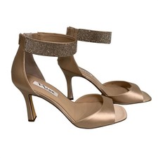 Nina New York Women's Champagne Rhinestone Ankle Strap Heels Party Shoes