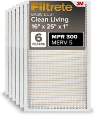 Filtrete 16x25x1 AC Furnace Air Filter, MERV 5, MPR 300, Capture Unwanted Partic