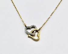 Swarovski Double Heart Match Necklace Gold Plated 15 - 17" N677