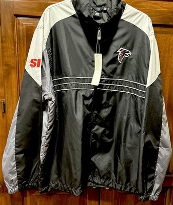 NWT Atlanta Falcons NFL Windbreaker Mens XL Black Reebok SI Football Zip Jacket