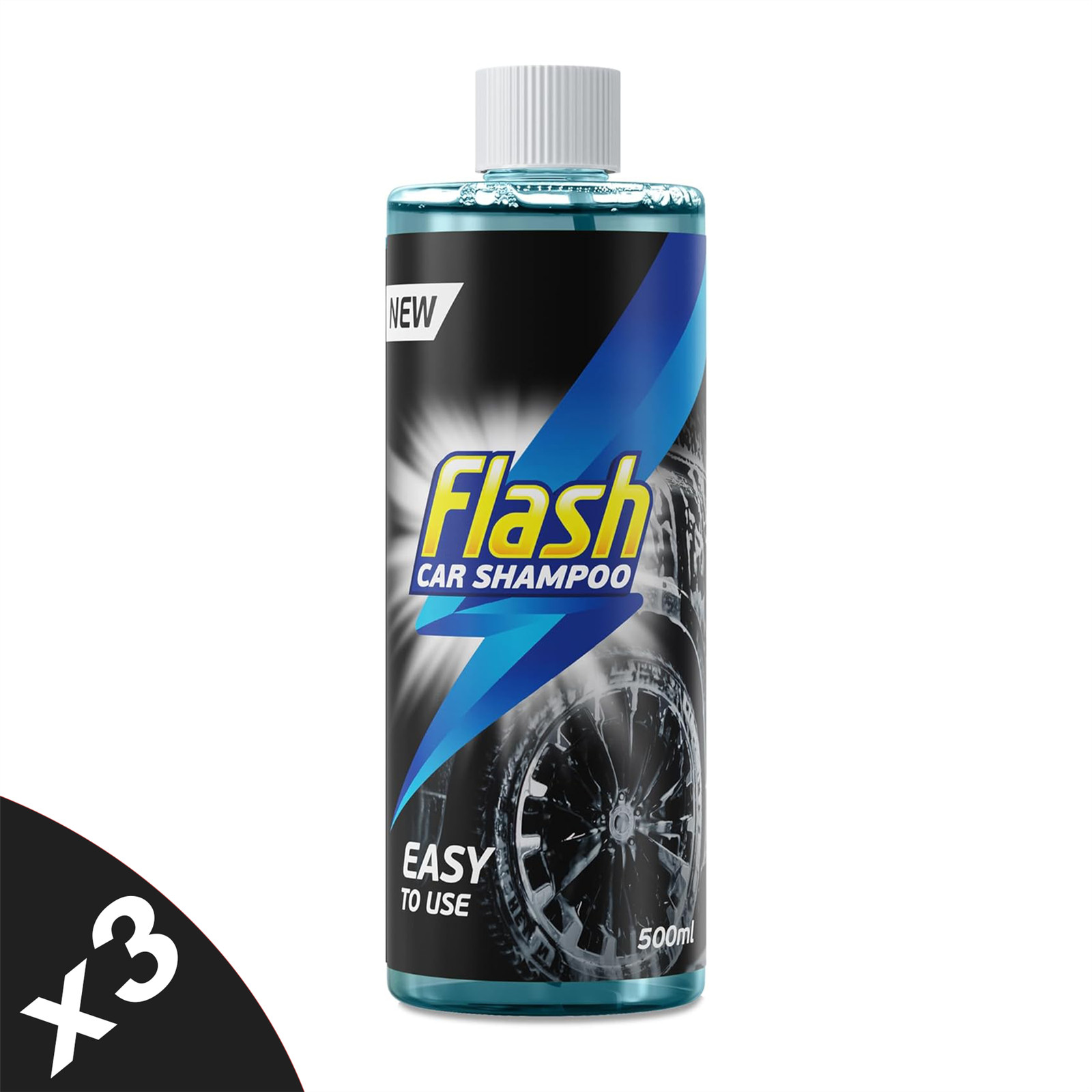 Flash Car Shampoo Foam Wash Quick Safe & Effective on All Paintwork 3x500ml