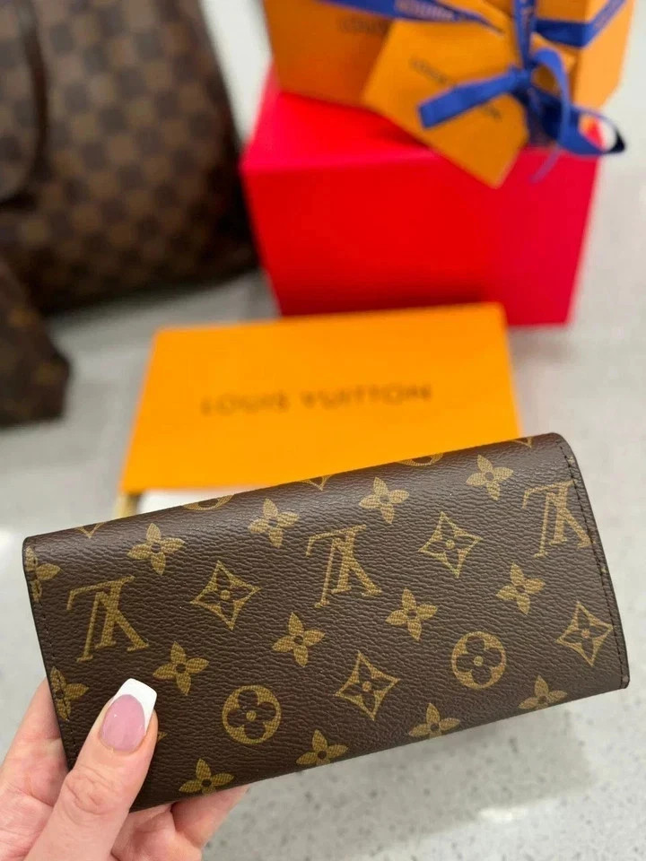 Louis Vuitton Sarah Monogram Long Wallet Brown Authentic USA
