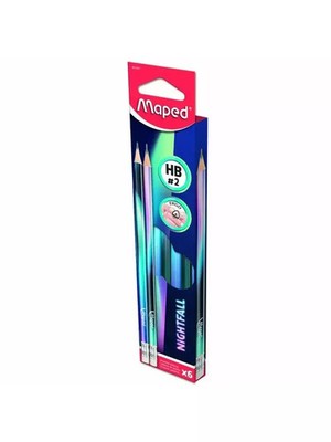 3154148518075 Ołówek z gumką Nightfall HB (6szt) MAPED Maped