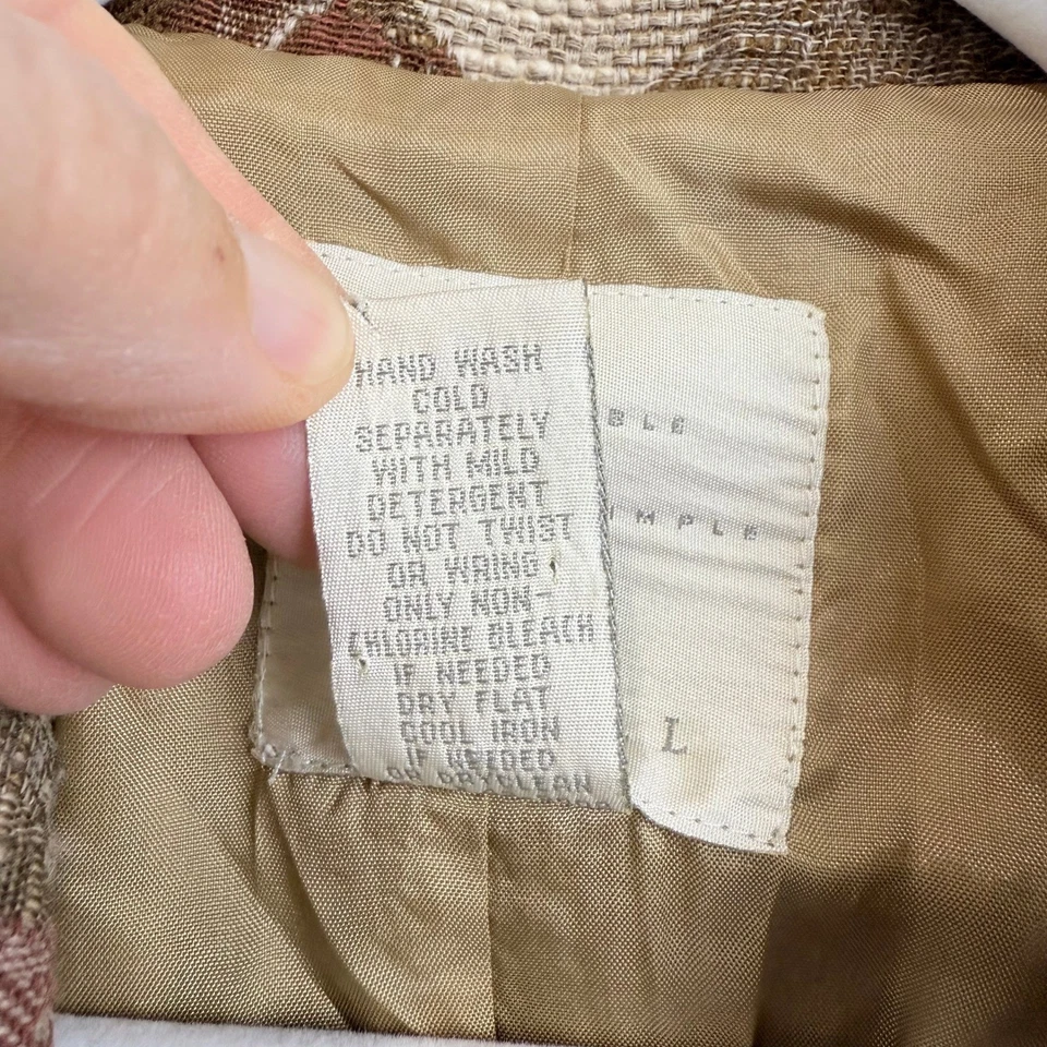 VTG J. Jill Women XL Floral Print Button Long Sleeve Coat TAPESTRY JACQUARD 90s - Image 4 of 4