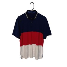 Greyson Polo Shirt Mens L Navy Red White Colorblock Golf Wolf Logo Snap Button