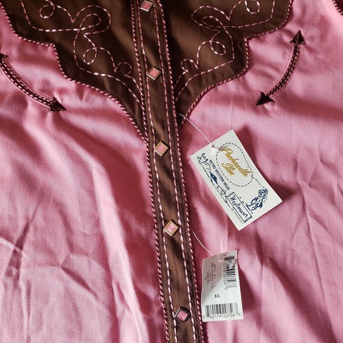 Vintage NWT 1990s Panhandle Slim Women's Western Sleeveless Shirt Pink Brown XL - Picture 7 of 19