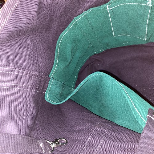 Vintage 90s Deluxe Lands End Boat Tote Canvas Bag Blue Green Made In USA - Picture 12 of 12
