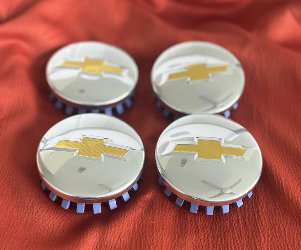 4 tapas centrales de rueda de oro plateado brillante 83 mm para Chevy Silverado Suburban Tahoe Foto 3 de 4