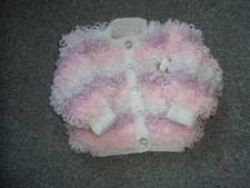 Baby Loopy Cardigan in Pink/Lilac/White Mix 0-6 months
