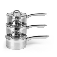 Salter Saucepan Set 3 PC 16 18 & 20 cm Pans Stainless Steel Timeless Collection