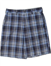 IZOD Mens Chino Shorts W36 Large Blue Check Cotton DV25