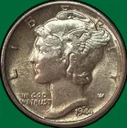 1944-D Mercury Dime Uncirculated UNC Coin #38600