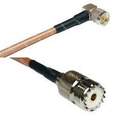 RG400 MINI UHF MALE ANGLE to SO239 UHF Female RF Cable FAST-SHIP LOT