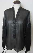 NEW Ideology Women Black Pleated Sleeves Blou...