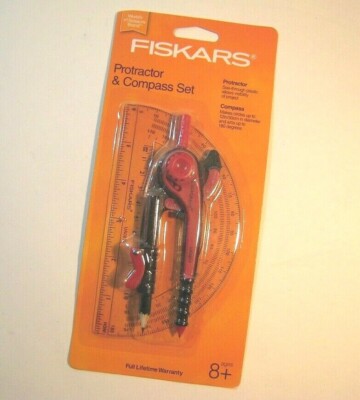 School Supplies Protractor and Compass Set Drafting Tools Fiskars New In Package