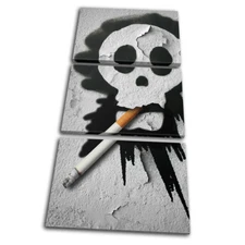 Smoking Skull Urban Street Art Graffiti TREBLE CANVAS WALL ART Picture Print