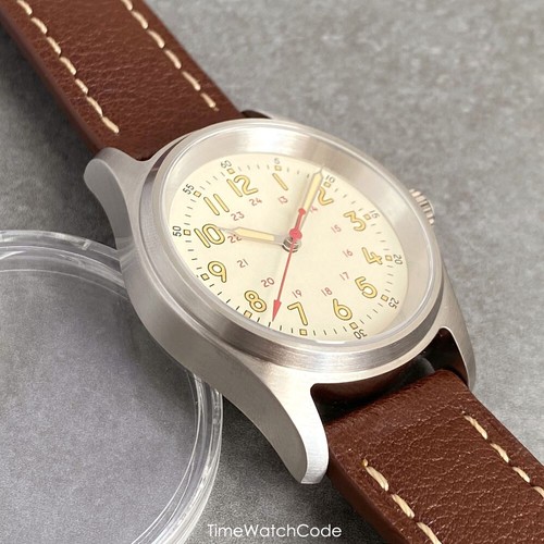 Field Watch for Men NH35 Automatic Movt Diving Beige Waterproof Sapphire 36mm - Picture 9 of 9