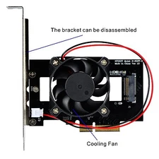 M.2 NVME 2280 SSD to PCIe 3.0 4.0 X4 Adapter Card with Cooling Fan