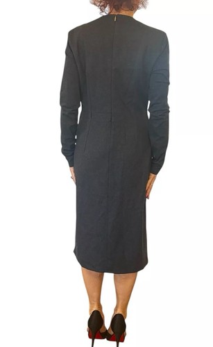 MAX MARA ITALY WOMEN'S GRAY WOOL KNIT DRESS LONG SLEEVE RUCHED SZ 46 L - Picture 5 of 12