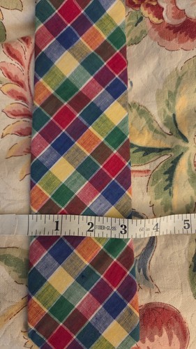 Robert Talbott 100% Cotton Madras Plaid Spring Summer Necktie Handsewn Ivy Trad - Picture 7 of 8