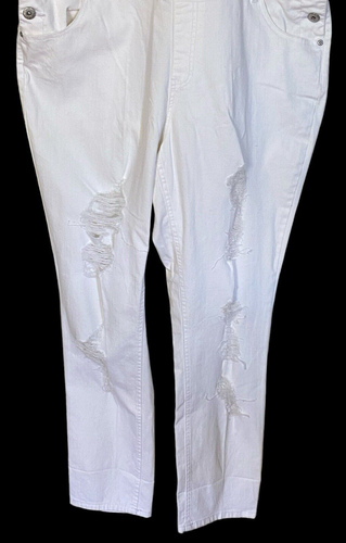 Ashley Stewart Destructed Denim Bib Overalls White Women's Size 18 NWT $60 - Picture 4 of 9