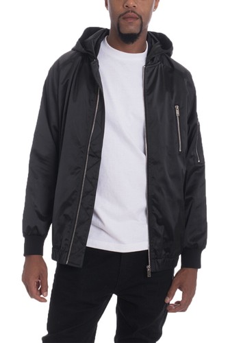 Herren Satin Polyester Kragen Druckknopf Verschluss Tasche Freizeitjacke - Bild 18 von 23