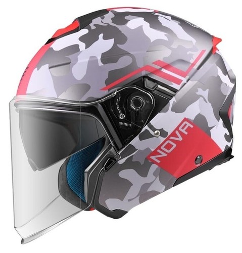 MOTORRADHELM JET SOLARVISIER IRIE NOVA ARMY IR-01 GRAU ROT GR. L 59 CM