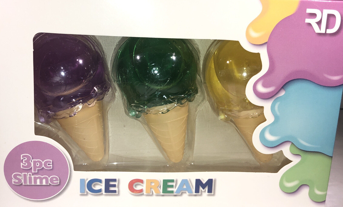 Slime Liquid Ice Cream(3pc Assorted Purple,Green,Yellow W 2 Straws