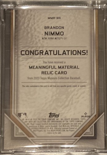 2023 Museum Coll. MEANINGFUL RELIC COPPER / 35 BRANDON NIMMO #BN PSA NM-MT 8 - Picture 4 of 8