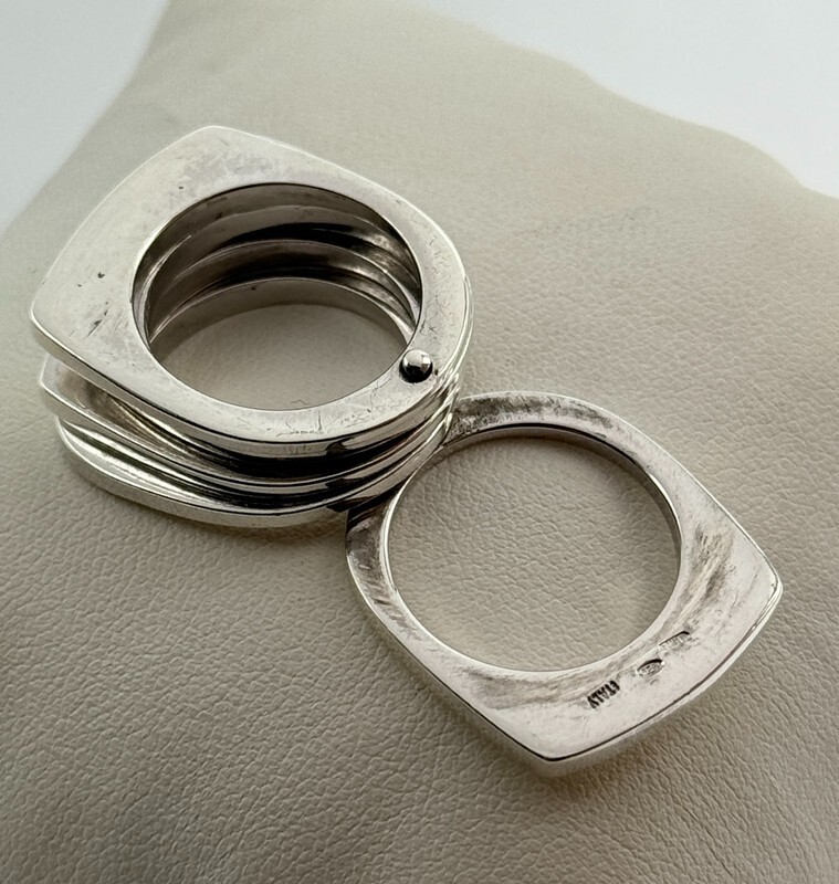 Rare Furla Multi-Ring Italian Sterling Silver Size 7 circa 2000's