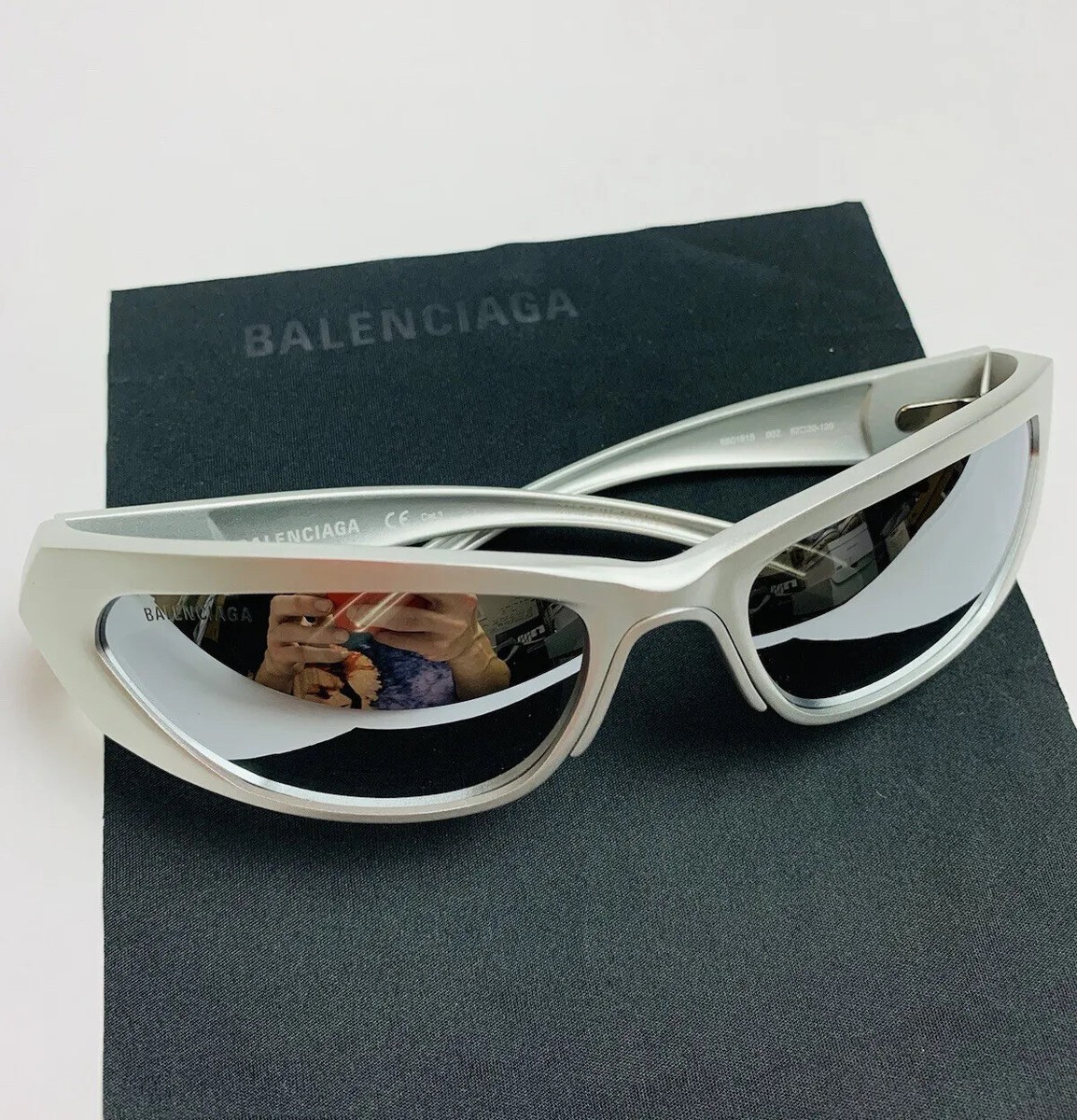 BALENCIAGA SUNGLASSES RUNWAY SPORT GLASSES SILVER CHROME