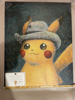 ゴッホ　ピカチュウ　ジクレー　 40×60 Van Gogh Museum Pokemon Pikachu Van Gogh Museum Amsterdam Giclee on Canvas 95x75