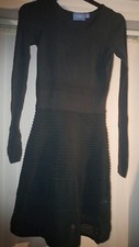 Stunning VERA WANG Designer Green knit Midi Dress Full Skirt Size XS